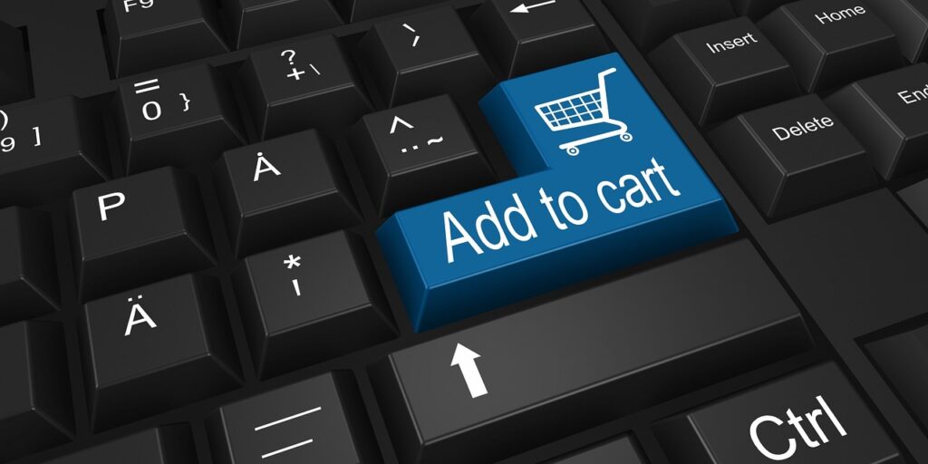 Add To Cart Button Symbolic of Someone Buying from an E-Commerce Store after Seeing Social Media Marketing.
